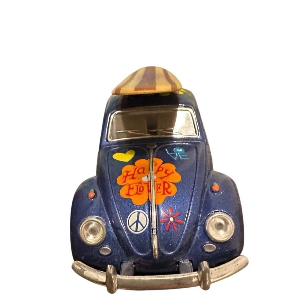 Blue Peace Sign Toy Car with Surfboard